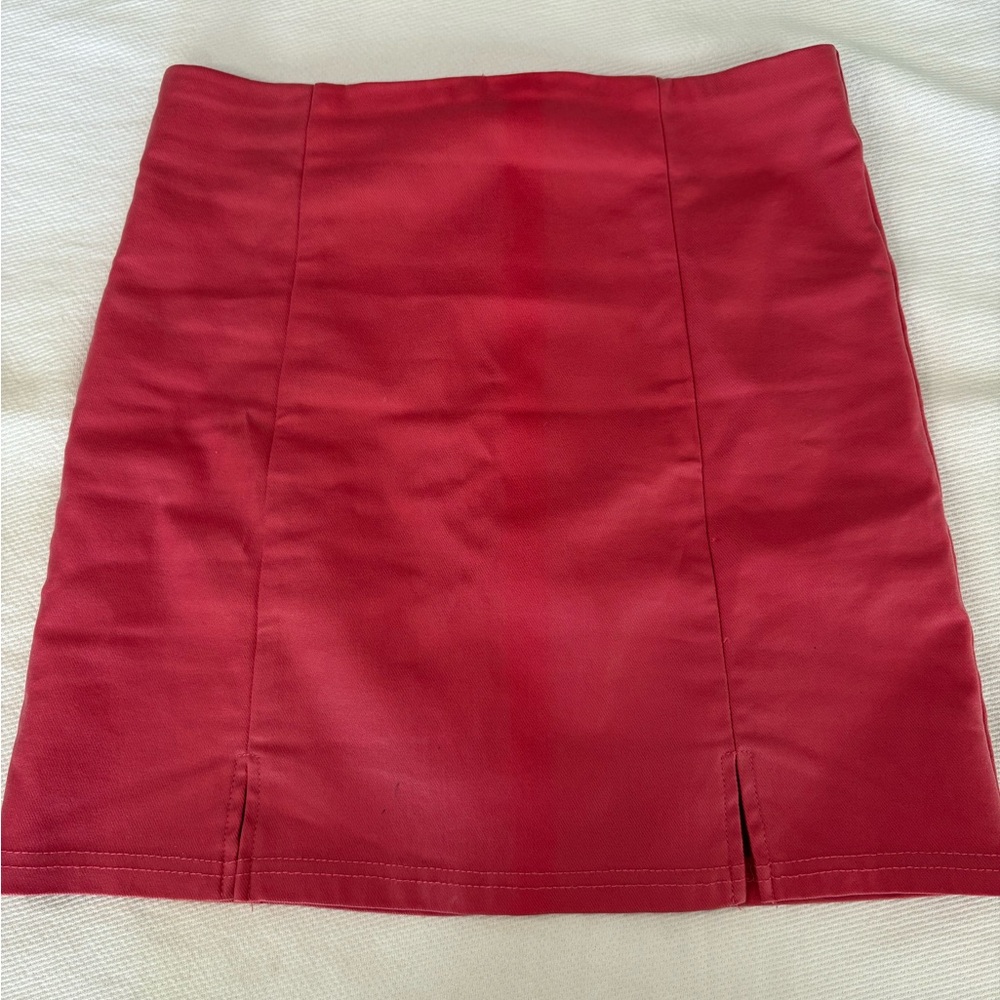 SHEIN Red Pencil Mini Skirt with Slit